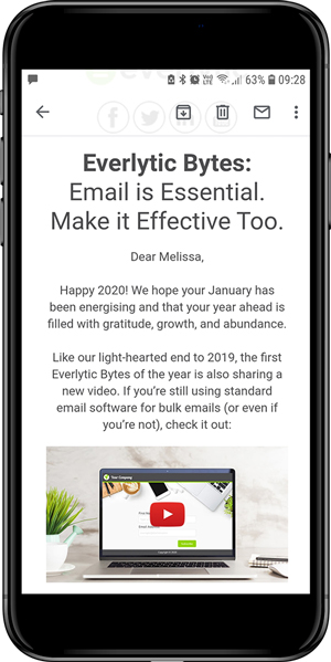 Email Content & Design Trends for 2020 | video newsletter email on a phone