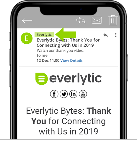 How to Refine Your Email Properties for Better Delivery | Everlytic | Email Marketing | Email Delivery | Blog post | Email from name on mobile